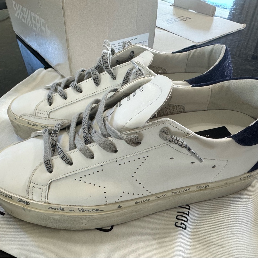 Golden Goose Hi Star White / Navy Suede heel size 39 - worn twice